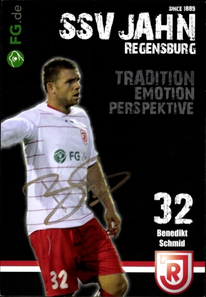 Autograph card footballer Benedikt Schmid, SSV Jahn Regensburg, autograph