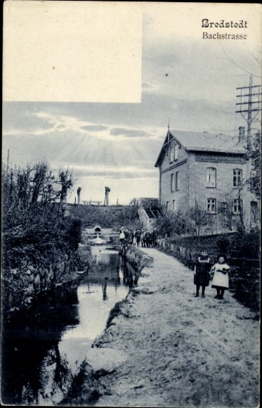 Postcard Bredstedt in North Frisia, Bachstrasse, residents