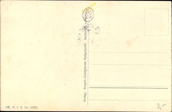 Chromo-Litho Grünhain Beierfeld in the Erzgebirge of Saxony, King Albert Tower, Spiegelwald, Spiegelwaldlied