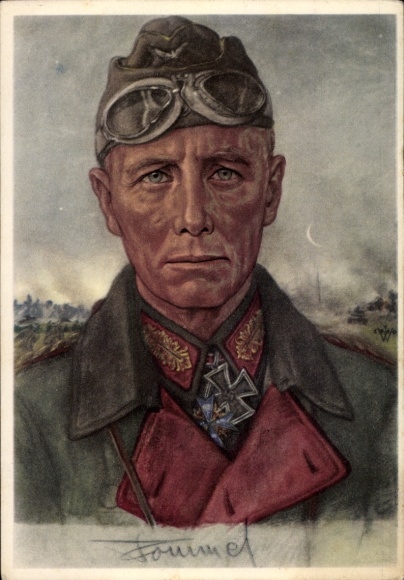 Artist Postcard Willrich, Wolfgang, Major General Rommel, Knight's Cross recipient, Panzer Division, VDA