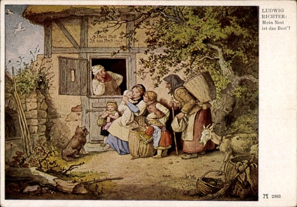 Kunstenaarskaart Richter, Ludwig, Mijn nest is het beste', Ackermann 2993