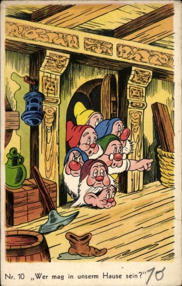 Postcard Walt Disney, Snow White and the Seven Dwarfs, Dwarf House