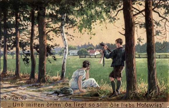 Artist Postcard Trache, Dresden Langebrück, Hofewiese
