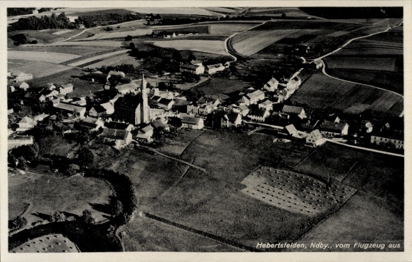 Postcard Hebertsfelden Lower Bavaria, aerial photograph
