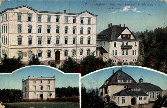 Ak Teichwolframsdorf in Thüringen, Erholungsheim, Ansichten von Gebäuden