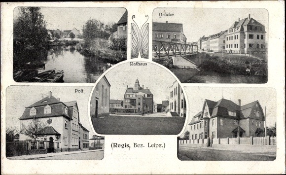 PC Regis Breitingen Leipzig district Saxony, city views, bridge, town hall, post office