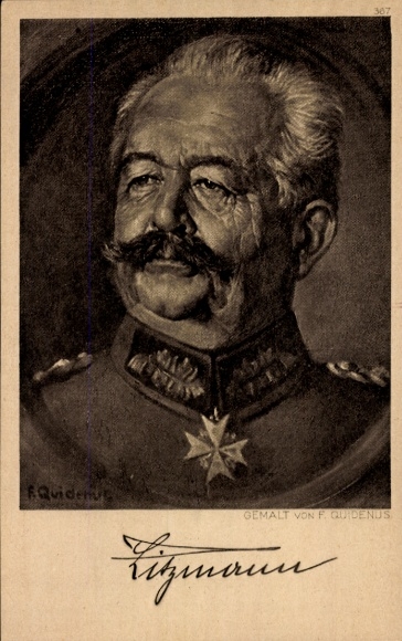 Kunstenaarsbriefkaart Quidenus, Fritz, generaal Karl Litzmann, portret