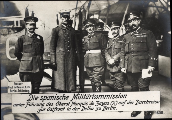 Postcard Spanish Military Commission, Marquis de Zayas, Delka, Berlin