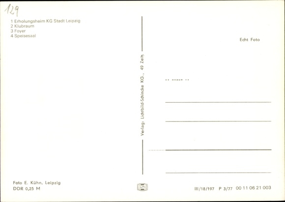 Postcard Oberschönau Steinbach Hallenberg in the Thuringian Forest, Erhoungsheim KG Stadt Leipzig, Klubraum