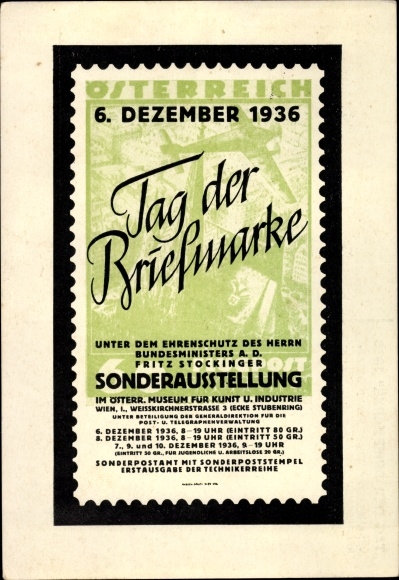 KP pocztowa Wiedeń, Dzień Znaczka 1936, Stowarzyszenie Austriackich Stowarzyszeń Filatelistycznych