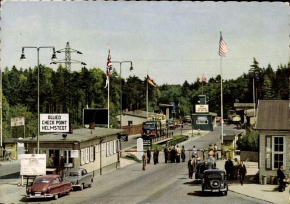 Postcard Helmstedt in Lower Saxony, zone border, motorway checkpoint, Allied Check Point
