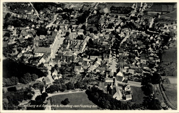 Ak Allersberg in Mittelfranken, Luftaufnahme von  Häuser, Straßen, Landschaft