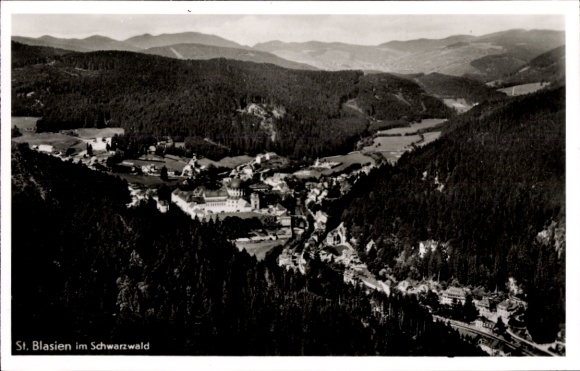 Postcard St. Blasien in the Black Forest, aerial photograph