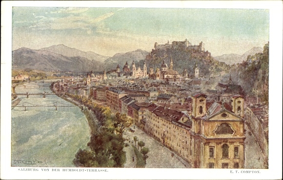 Artist PC Compton, ET, Salzburg in Austria, view from the Humboldt Terrace