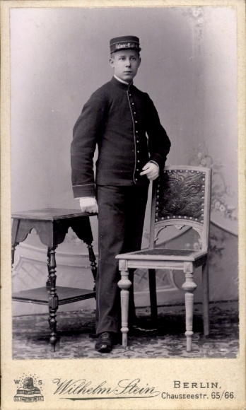 CdV Page of the Kaiserkeller, standing portrait, service uniform, photographer Wilhelm Stein, Berlin, Chausseestr