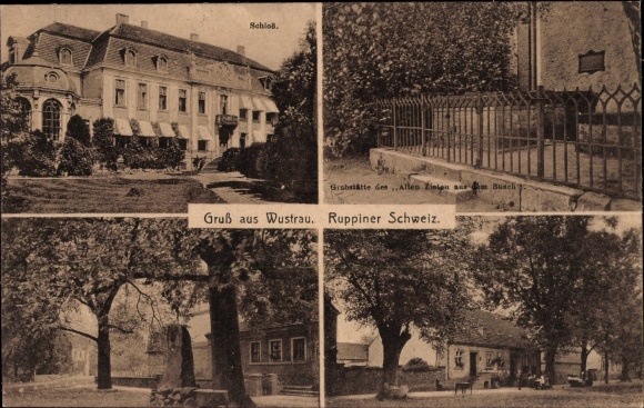 Postcard Wustrau Altfriesack Fehrbellin in Brandenburg, castle, burial place of the old Zieten from the bush