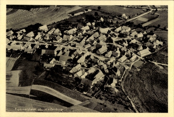 Postcard Trommetsheim Alesheim an der Altmühl Middle Franconia Bavaria, aerial photograph