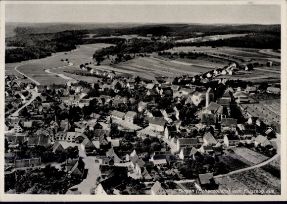 Ak Bingen Landkreis Sigmaringen, Fliegeraufnahme