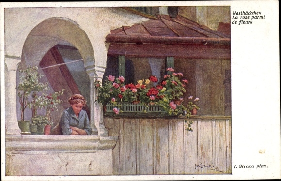 Artist PC Straka, Josef, Baby Nest, Girl on the Balcony, BKWI