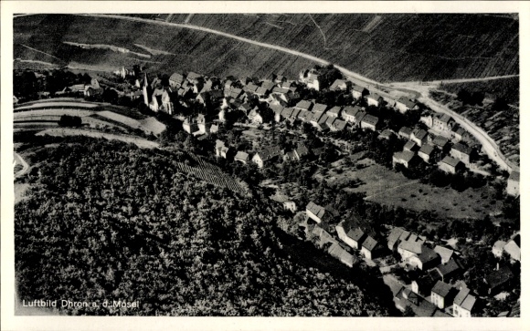 Postcard Dhron on the Moselle, aerial photo