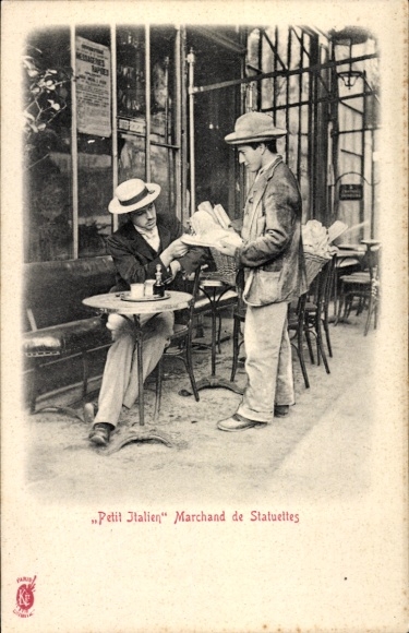 Ak Petit Italien, Marchand de Statuettes