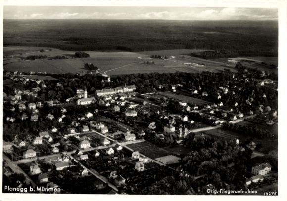 Postcard Planegg Upper Bavaria, aerial photograph