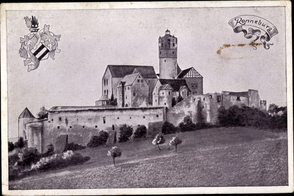 Coat of Arms PC Ronneburg in Hesse, view of the castle