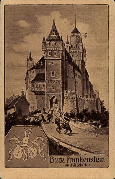 Coat of arms PC Nieder Beerbach Mühltal im Odenwald, Frankenstein Castle in the Middle Ages, knights, coat of arms