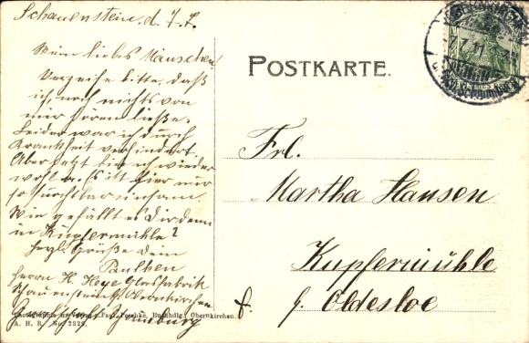 Art Nouveau Postcard Obernkirchen in Schaumburg, domestic science school, entrance to the monastery