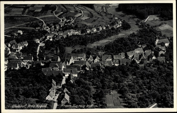 Ak Walddorf Altensteig im Schwarzwald Württemberg, Fliegeraufnahme