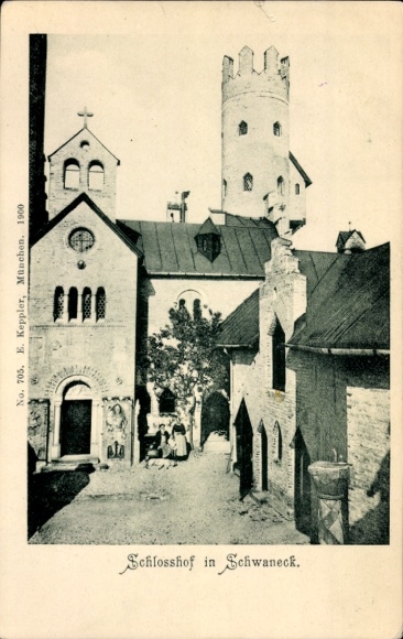 Postcard Pullach im Isartal, Schlosshof in Schwaneck