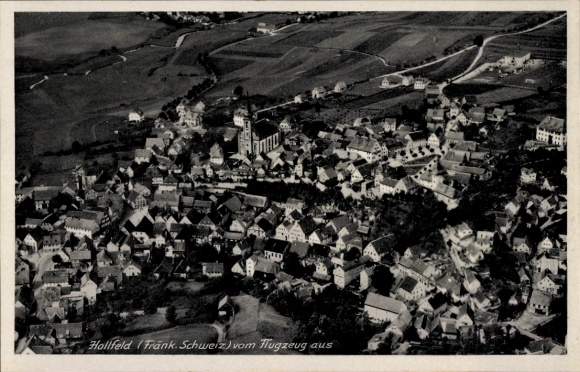 Postcard Hollfeld in Franconian Switzerland, aerial photograph