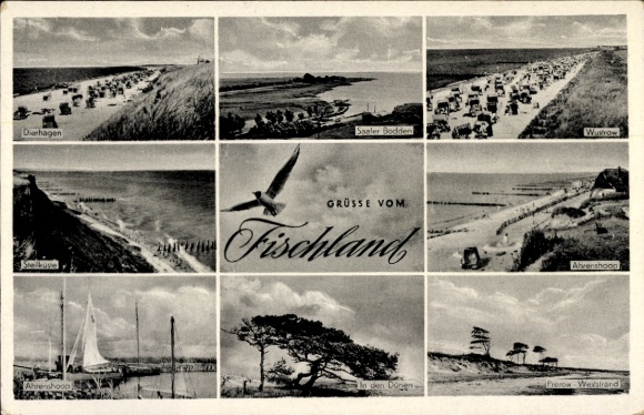 Postcard Ostseebad Ahrenshoop Fischland, beach, cliffs