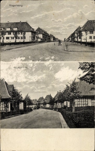 Postcard Vogelsang Zehdenick in der Mark, two streets with residential buildings