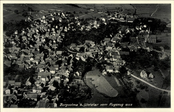 Postcard Burgsolms Solms in Hesse, aerial photograph