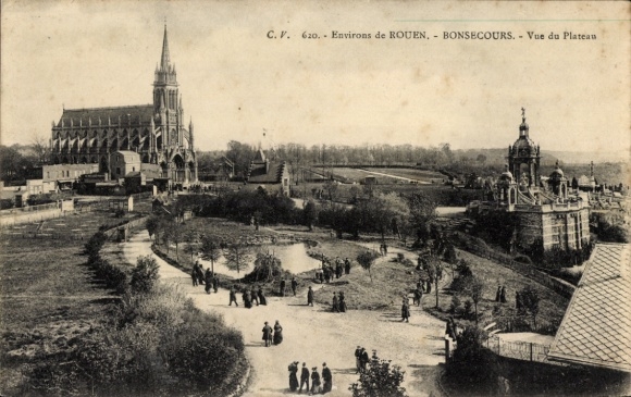 Ak Rouen Bonsecours Seine-Maritime, Blick auf das Plateau