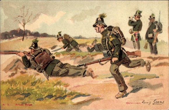 Artist Postcard Geens, Lois, Belgian Army, Carbines