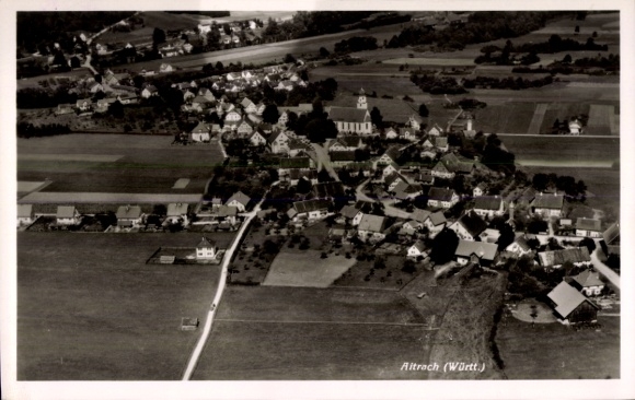 Postcard Aitrach in Württemberg, aerial photograph