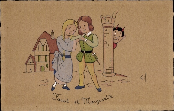 Artist Postcard Gil, Faust et Marguerite