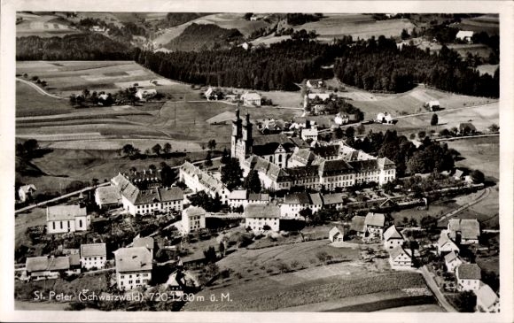 Postcard St. Peter in the Black Forest, aerial photograph