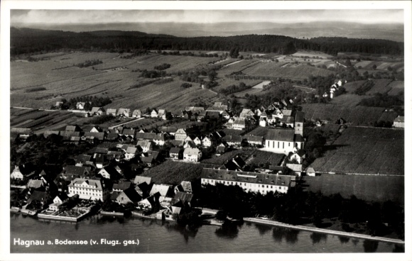 Postcard Hagnau am Bodensee, aerial photograph