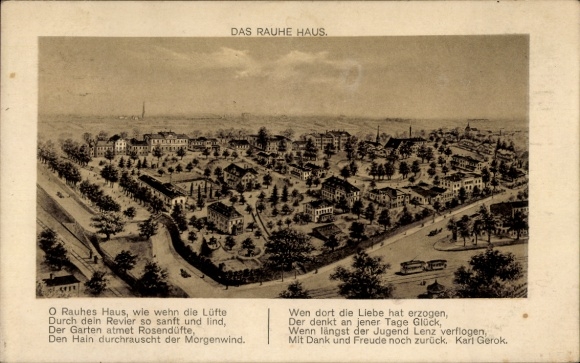 Artist Postcard Hamburg Mitte Horn, The Rough House, Poem