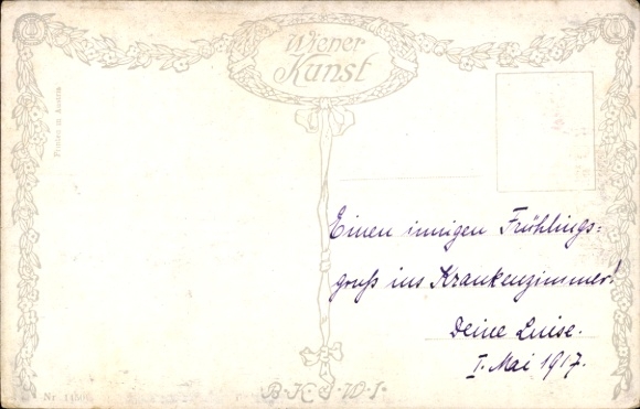 Artist Postcard Döcker, E., The time of lilacs, couple in traditional costumes