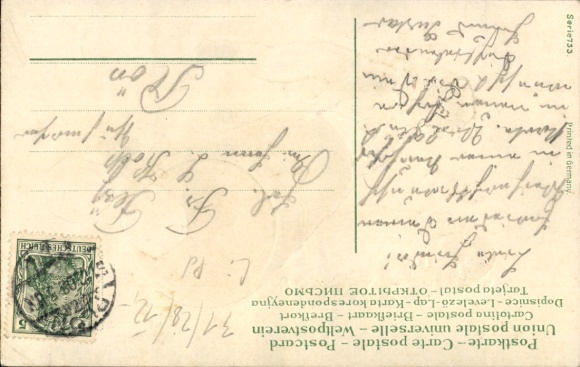 Embossed Postcard Congratulations New Year, children, dice, cup
