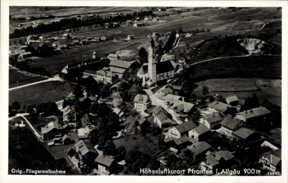 Postcard Pfronten in Allgäu, aerial photograph