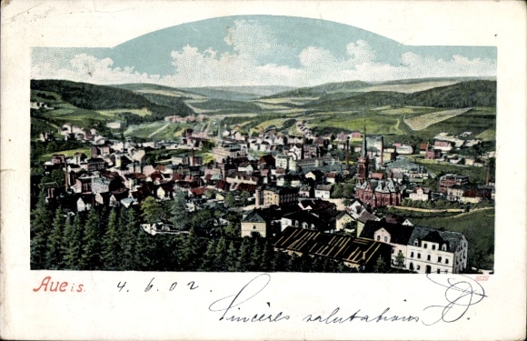 Ak Aue im Erzgebirge Sachsen, Gesamtansicht