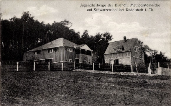 Ak Schwarzenshof Rudolstadt in Thüringen, Jugendherberge der Bischöfl, Methodistenkirche, Schwarz
