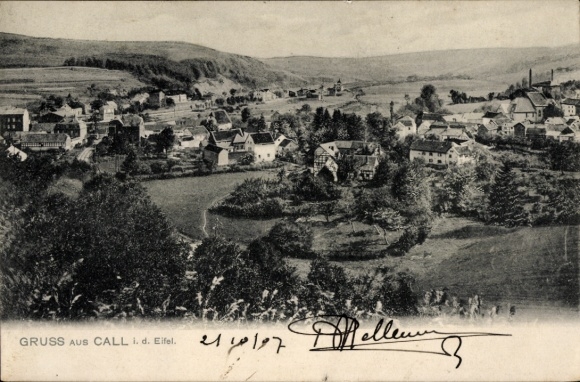 Postcard Kall in the Eifel, Panorama