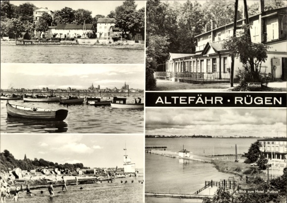Ak Altefaehr op Rügen, nachtsanatorium, spa, boten, strand, Hotel Putbus