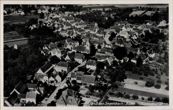 Postcard Siegelsbach in Baden, aerial photograph